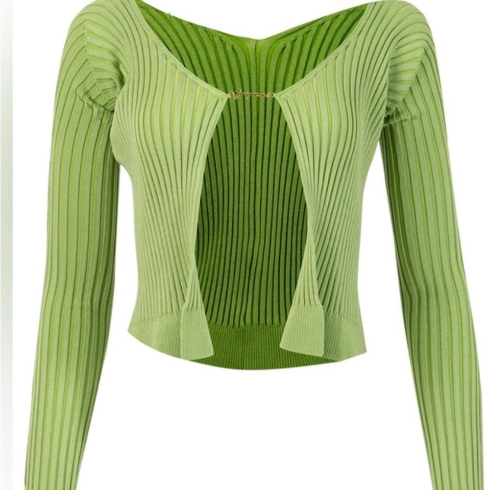 Green Ribbed Knit Top